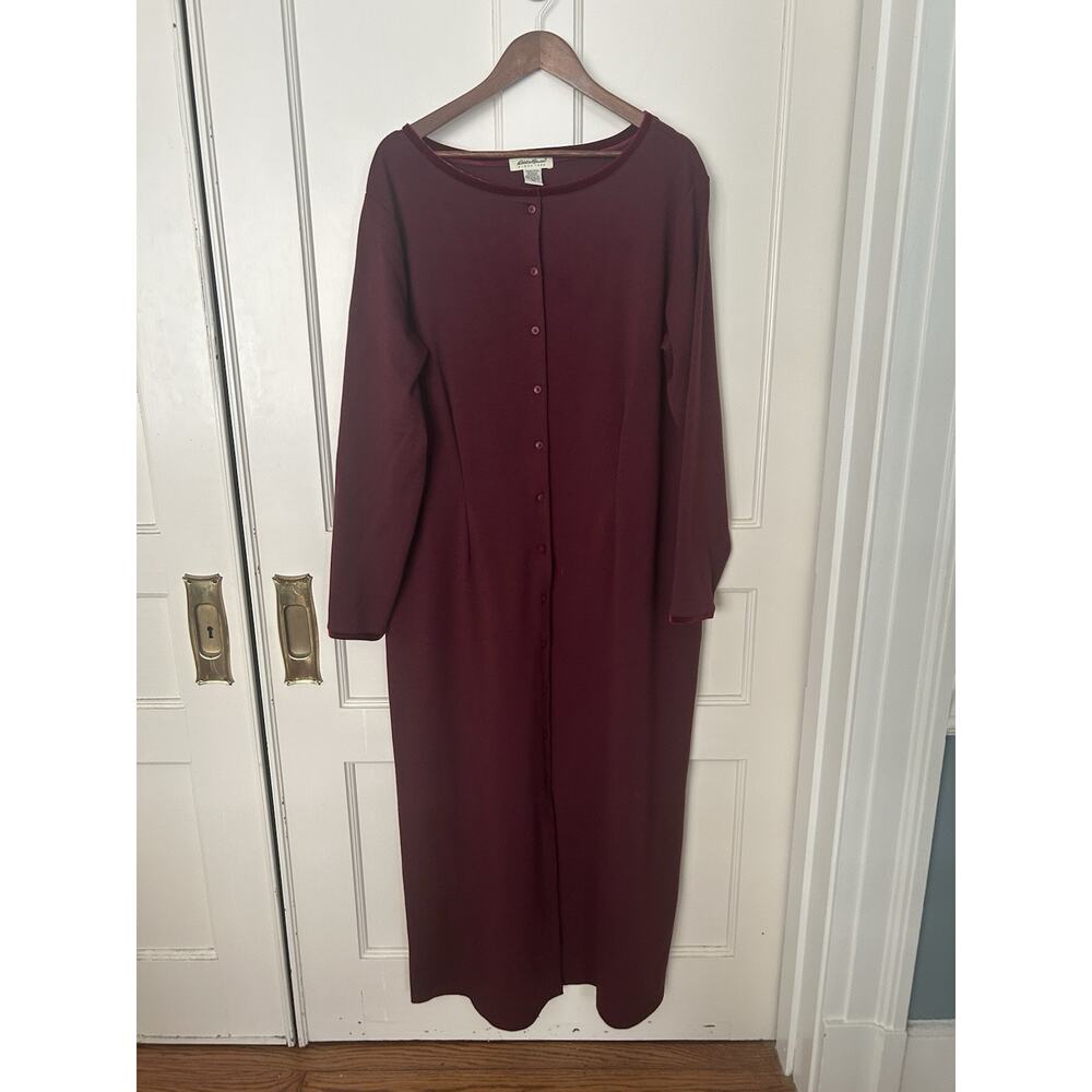 Eddie Bauer Full Button Closure Minimalist Maxi Dress Womens Size XXL Tall Red